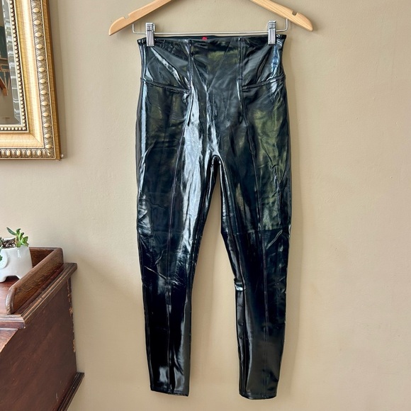 Spanx Black High Rise Faux Patent Leather Leggings Size Small - Picture 4 of 10